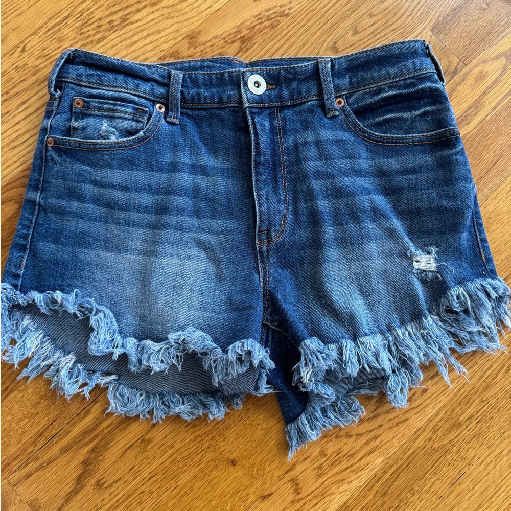 Denim Frayed Hem Women's Shorts